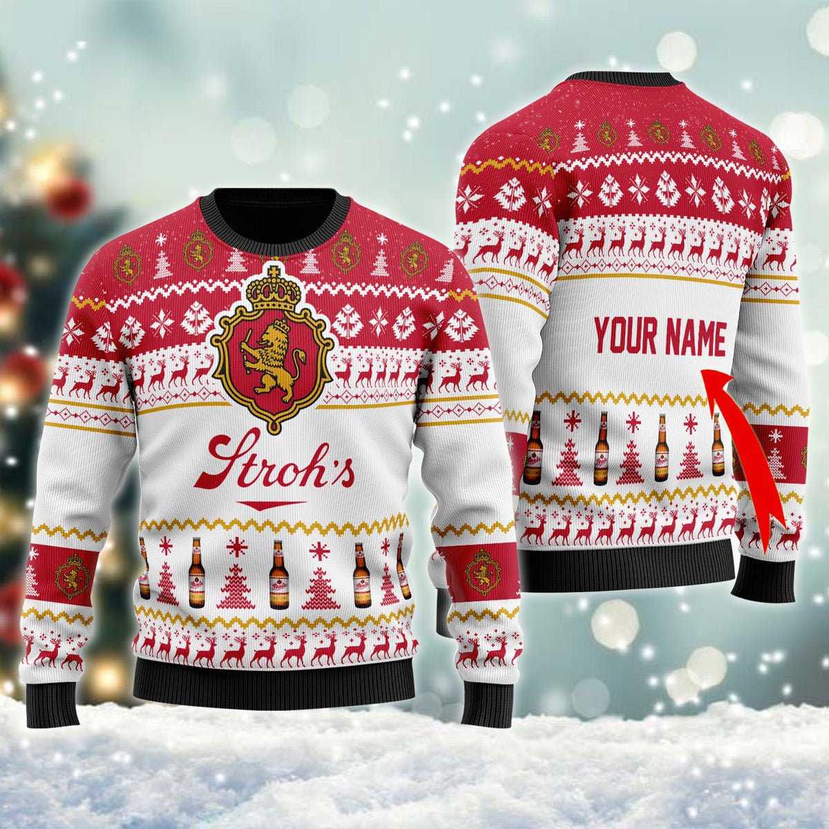 Personalized Stroh's Christmas Ugly Sweater - WeCustomit