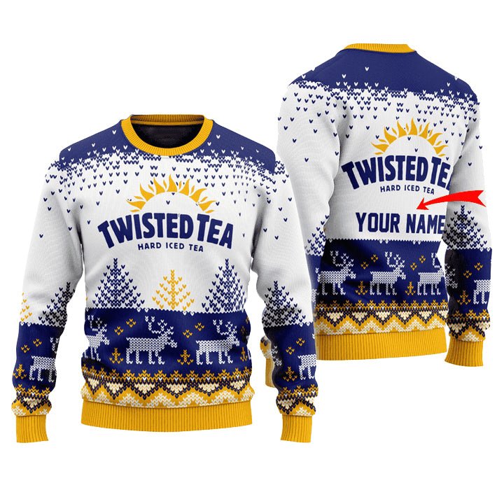 Personalized Twisted Tea Reindeer Christmas Ugly Sweater - WeCustomit