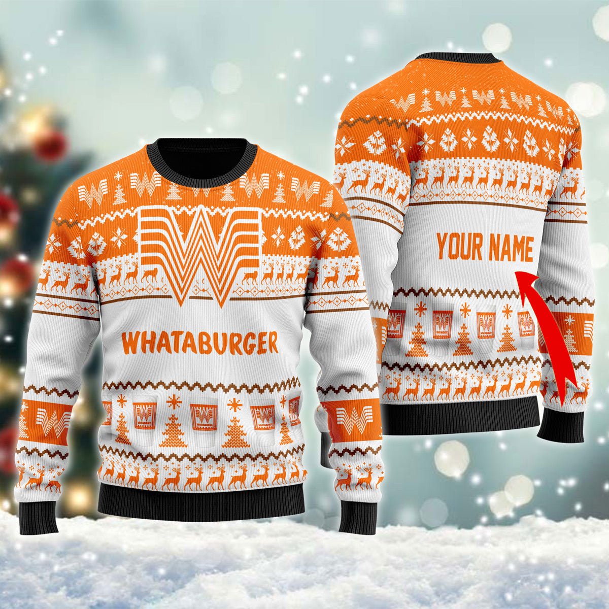 Personalized Whataburger Christmas Ugly Sweater - WeCustomit