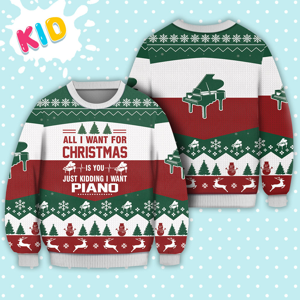 Piano All I want for Christmas Sweater Christmas Knitted Print Sweatshirt - Best Gift For Christmas, Noel - Christmas Signature - WeCustomit