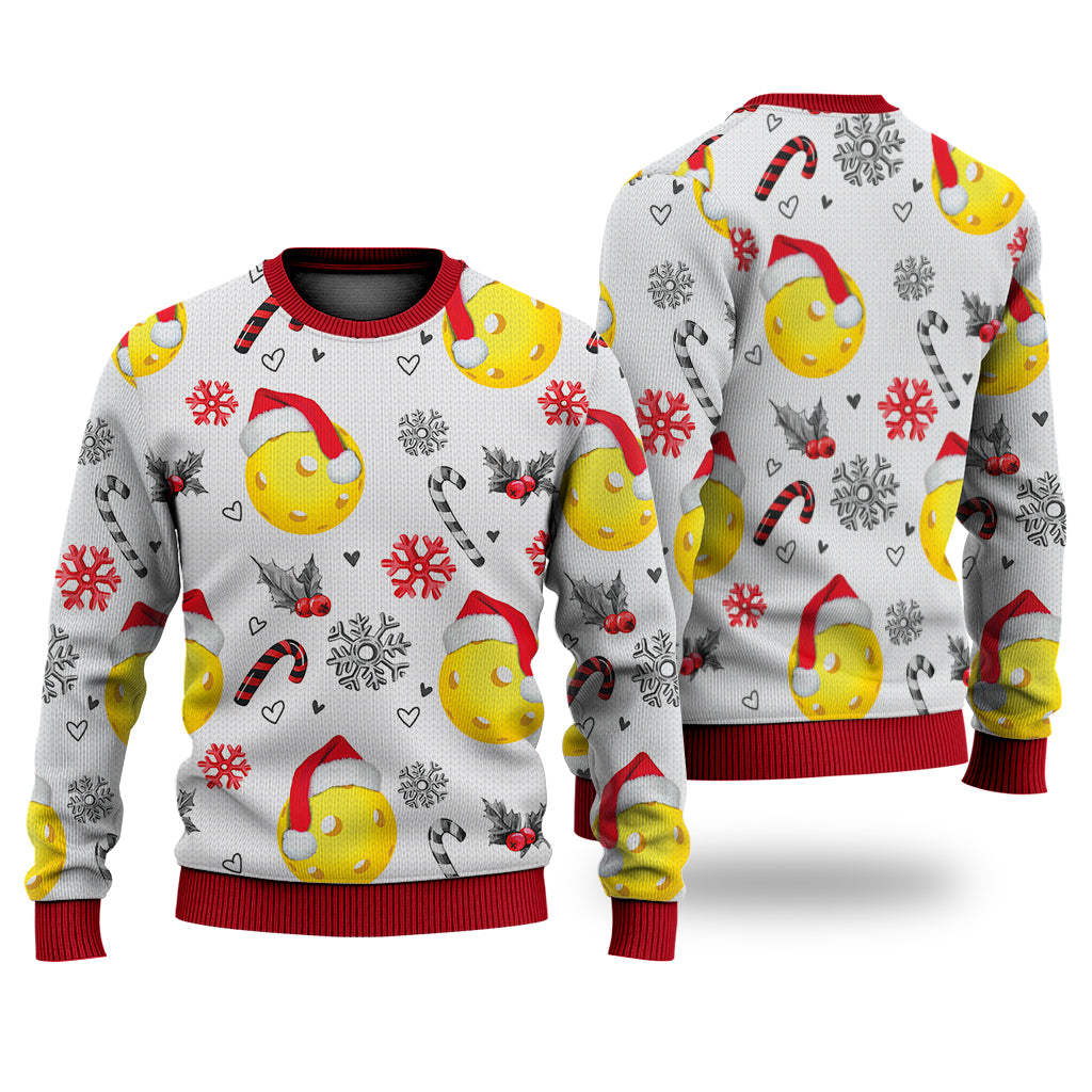 Pickleball Christmas Pattern Sweater Christmas Knitted Print Sweatshirt - Best Gift For Christmas, Noel - WeCustomit