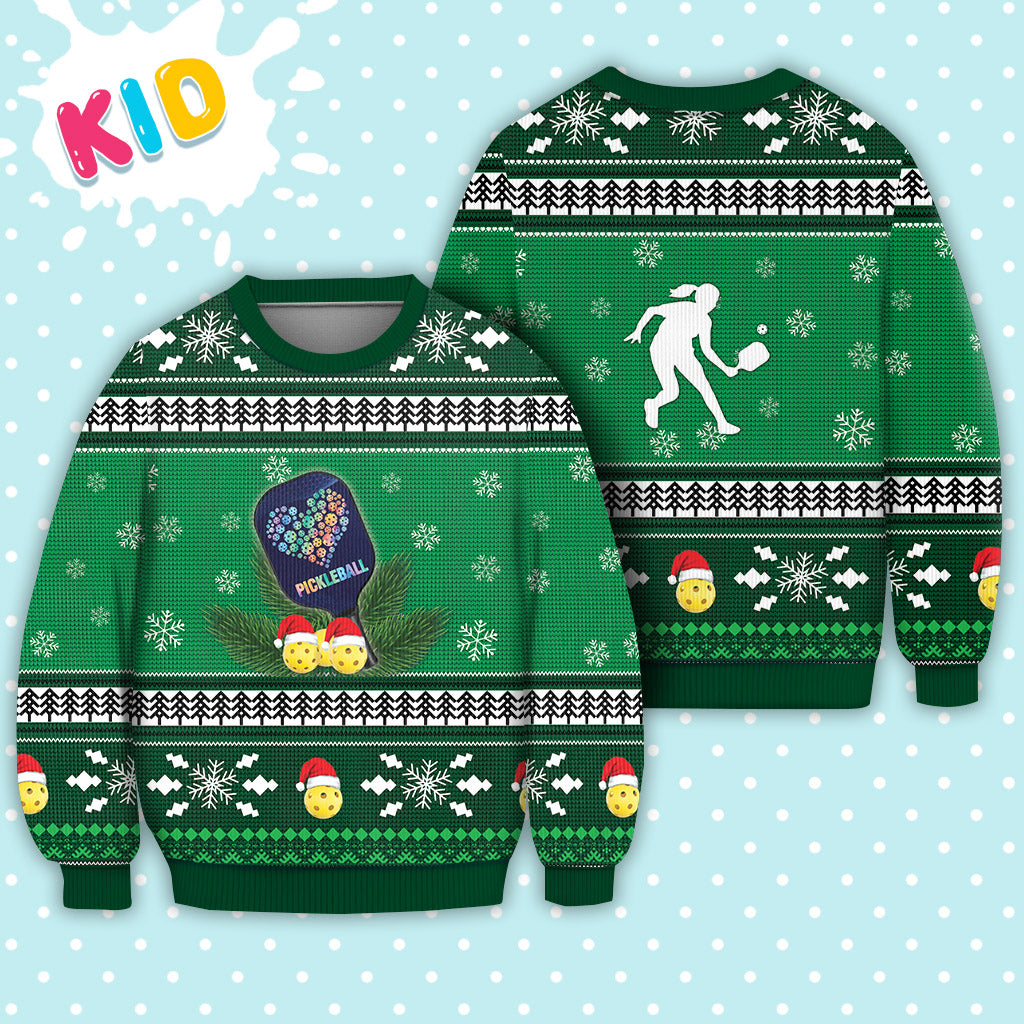 Pickleball Pattern Falling Snowflakes Sweater Christmas Knitted Print Sweatshirt - Best Gift For Christmas, Noel - WeCustomit