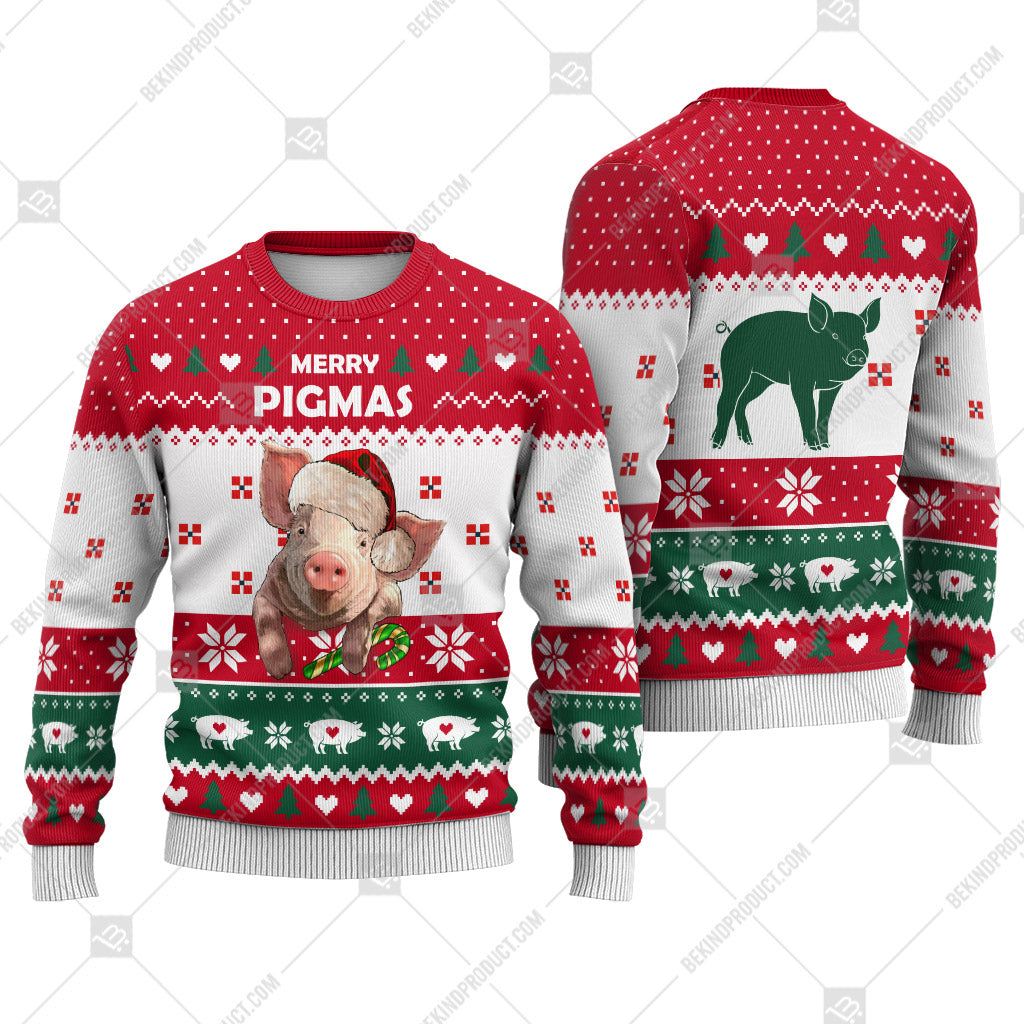 Pig Christmas Heart Print Ugly Christmas Sweater Print Sweatshirt - Best Gift For Christmas, Noel - WeCustomit