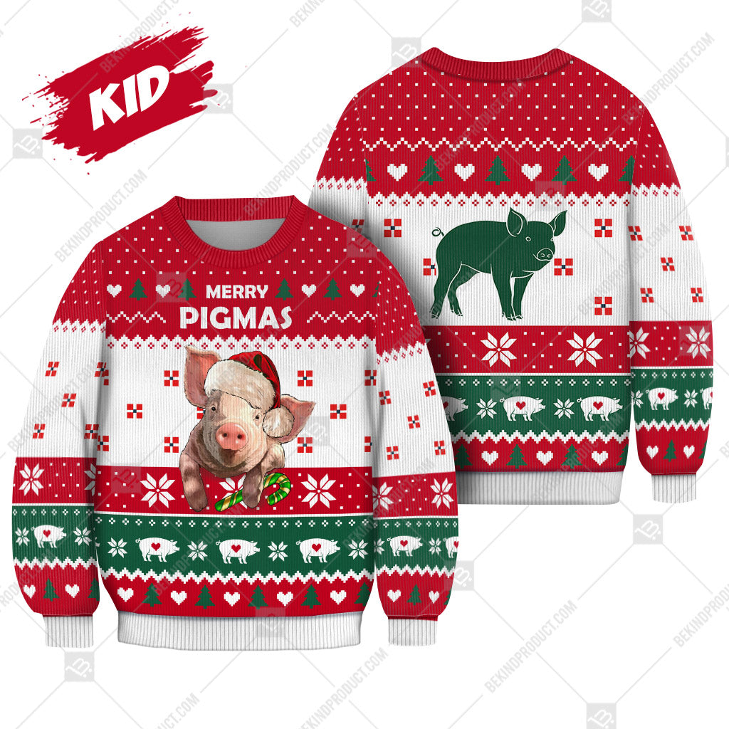 Pig Christmas Heart Print Ugly Christmas Sweater Print Sweatshirt - Best Gift For Christmas, Noel - WeCustomit