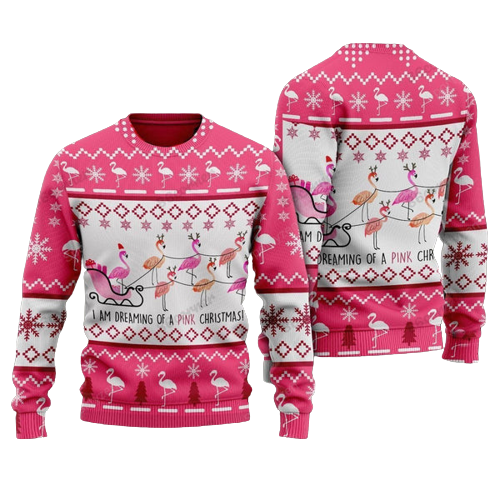Pink Christmas Flamingo Santan Ugly Christmas Sweater For Men & Women Christmas Gift Sweater US1246 - WeCustomit