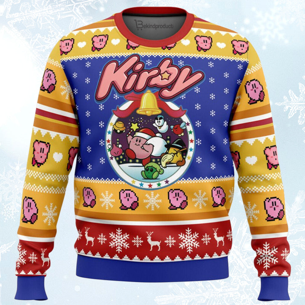 Pink Puff Christmas Kirby Ugly Christmas Sweater For Men & Women Christmas Gift Sweater BH414 - WeCustomit