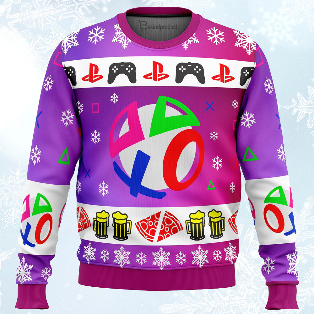 Playstation Neon Ugly Christmas Sweater For Men & Women Christmas Gift Sweater PT424 - WeCustomit