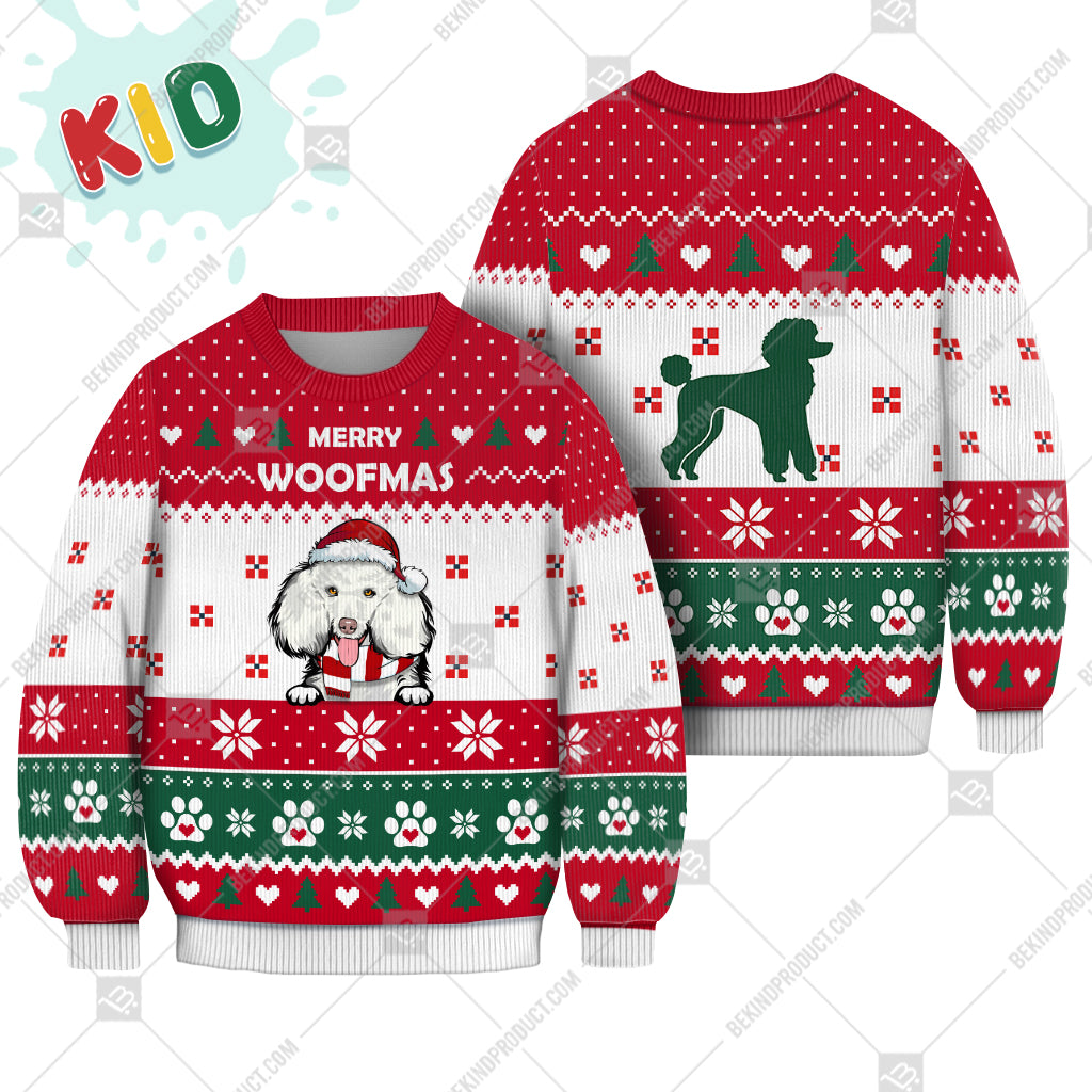 Poodle Dog Christmas Paw Heart Print Ugly Christmas Sweater Print Sweatshirt - Best Gift For Christmas, Noel - WeCustomit