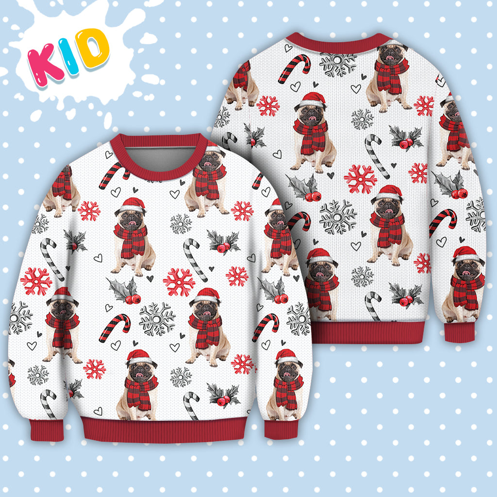 Pug Christmas Pattern Sweater Christmas Knitted Print Sweatshirt - Best Gift For Christmas, Noel - WeCustomit