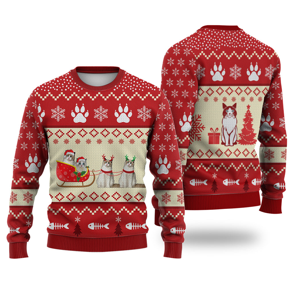 Ragdoll Cat Reindeer Christmas Sweater Christmas Knitted Print Sweatshirt - Best Gift For Christmas, Noel - WeCustomit
