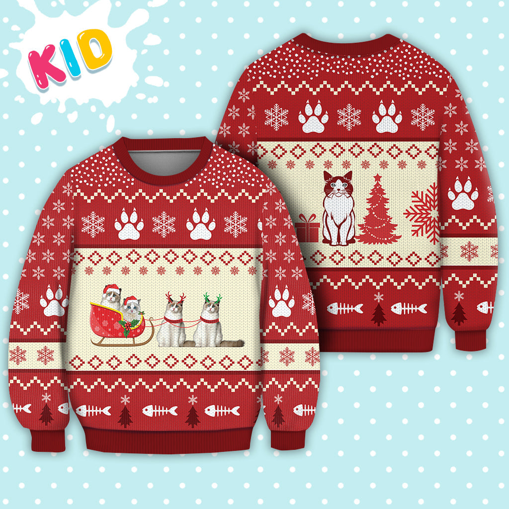Ragdoll Cat Reindeer Christmas Sweater Christmas Knitted Print Sweatshirt - Best Gift For Christmas, Noel - WeCustomit
