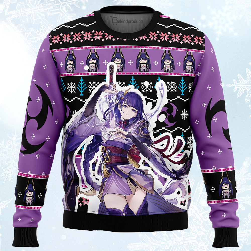 Raiden Genshin Impact Ugly Christmas Sweater For Men & Women Christmas Gift Sweater BH497 - WeCustomit