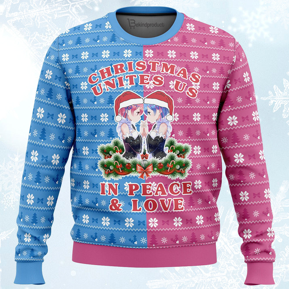 Re Zero Ram and Rem Christmas Ugly Christmas Sweater For Men & Women Christmas Gift Sweater PT426 - WeCustomit