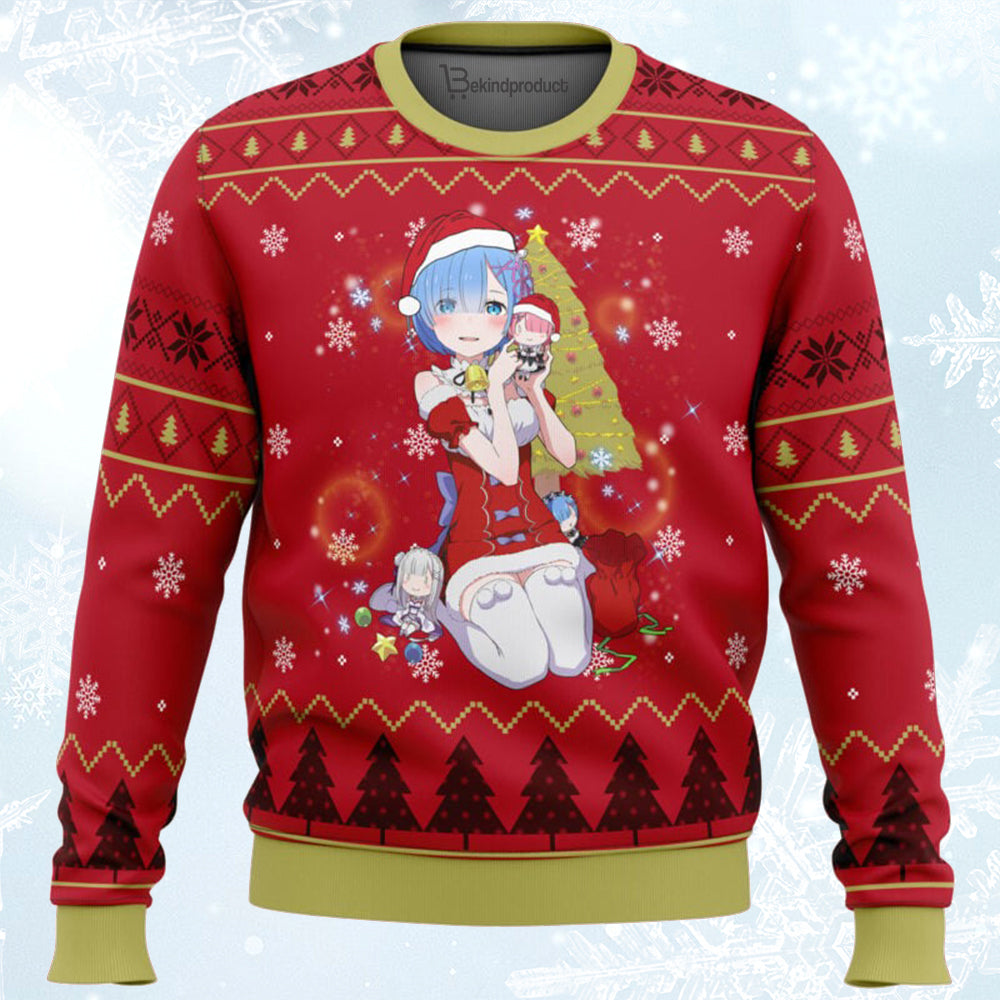 Re Zero Rem Christmas Ugly Christmas Sweater For Men & Women Christmas Gift Sweater BH169 - WeCustomit