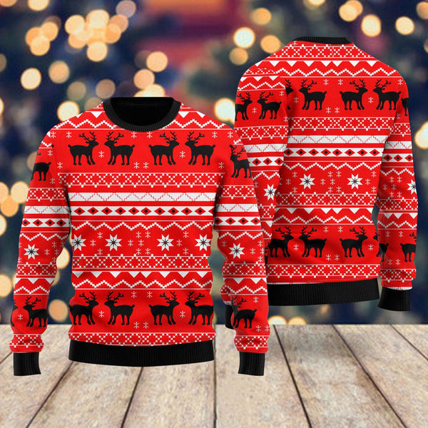 Red Deer Hunting Ugly Christmas Sweater For Men & Women Christmas Gift Sweater US1827 - WeCustomit