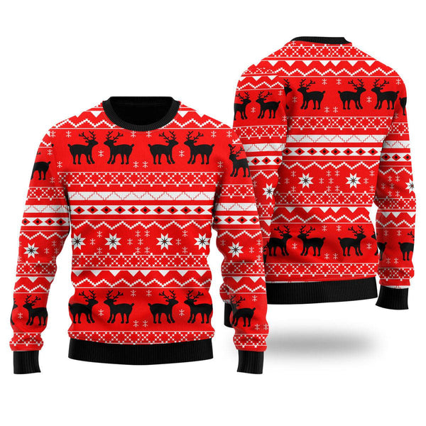 Red Deer Hunting Ugly Christmas Sweater For Men & Women Christmas Gift Sweater US1827 - WeCustomit