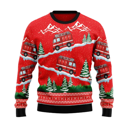 Red Firefighter Ugly Christmas Sweater For Men & Women Christmas Gift Sweater US1259 - WeCustomit