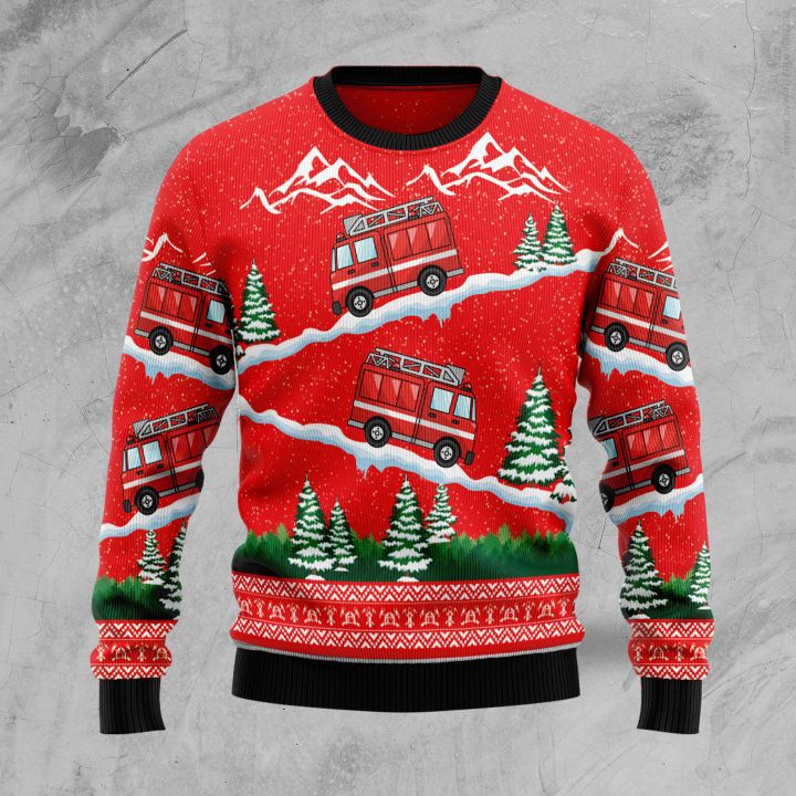 Red Firefighter Ugly Christmas Sweater For Men & Women Christmas Gift Sweater US1259 - WeCustomit
