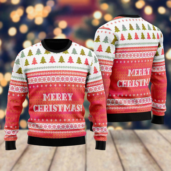 Red Merry Holiday Pattern Ugly Christmas Sweater For Men & Women Christmas Gift Sweater US2050 - WeCustomit