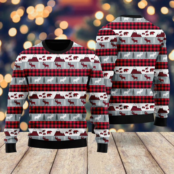 Reindeer And Beer Pattern Ugly Christmas Sweater For Men & Women Christmas Gift Sweater US2005 - WeCustomit