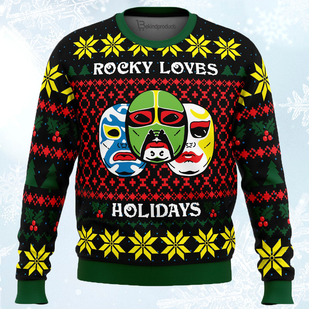 Rocky Loves Holidays Ugly Christmas Sweater For Men & Women Christmas Gift Sweater PT812 - WeCustomit