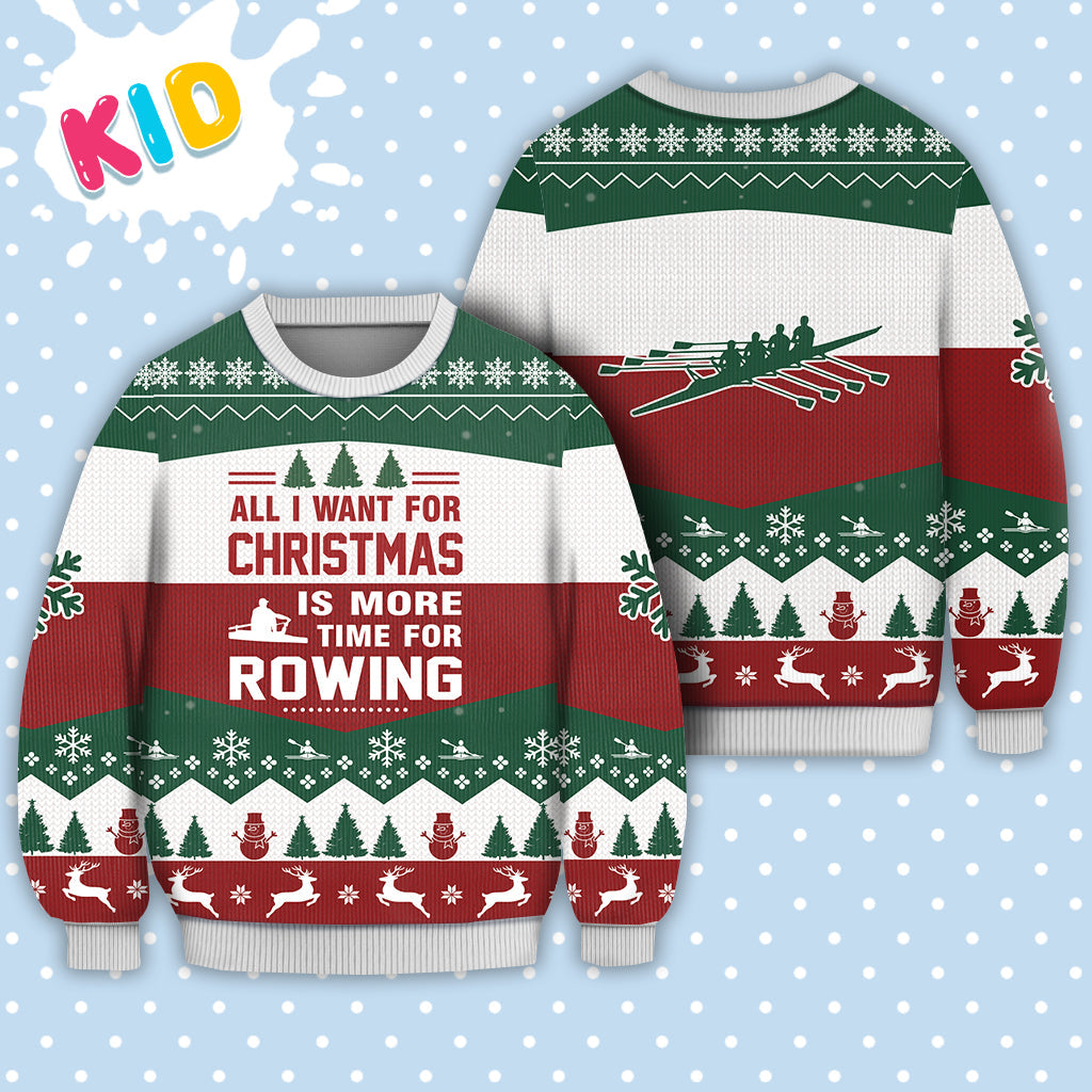 Rowing All I Want For Christmas Sweater Christmas Knitted Print Sweatshirt - Best Gift For Christmas, Noel - Christmas Signature - WeCustomit