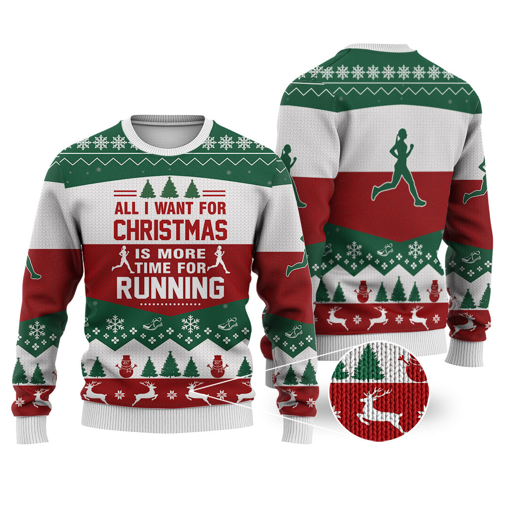 Running All I Want For Christmas Sweater Christmas Knitted Print Sweatshirt - Best Gift For Christmas, Noel - Christmas Signature - WeCustomit