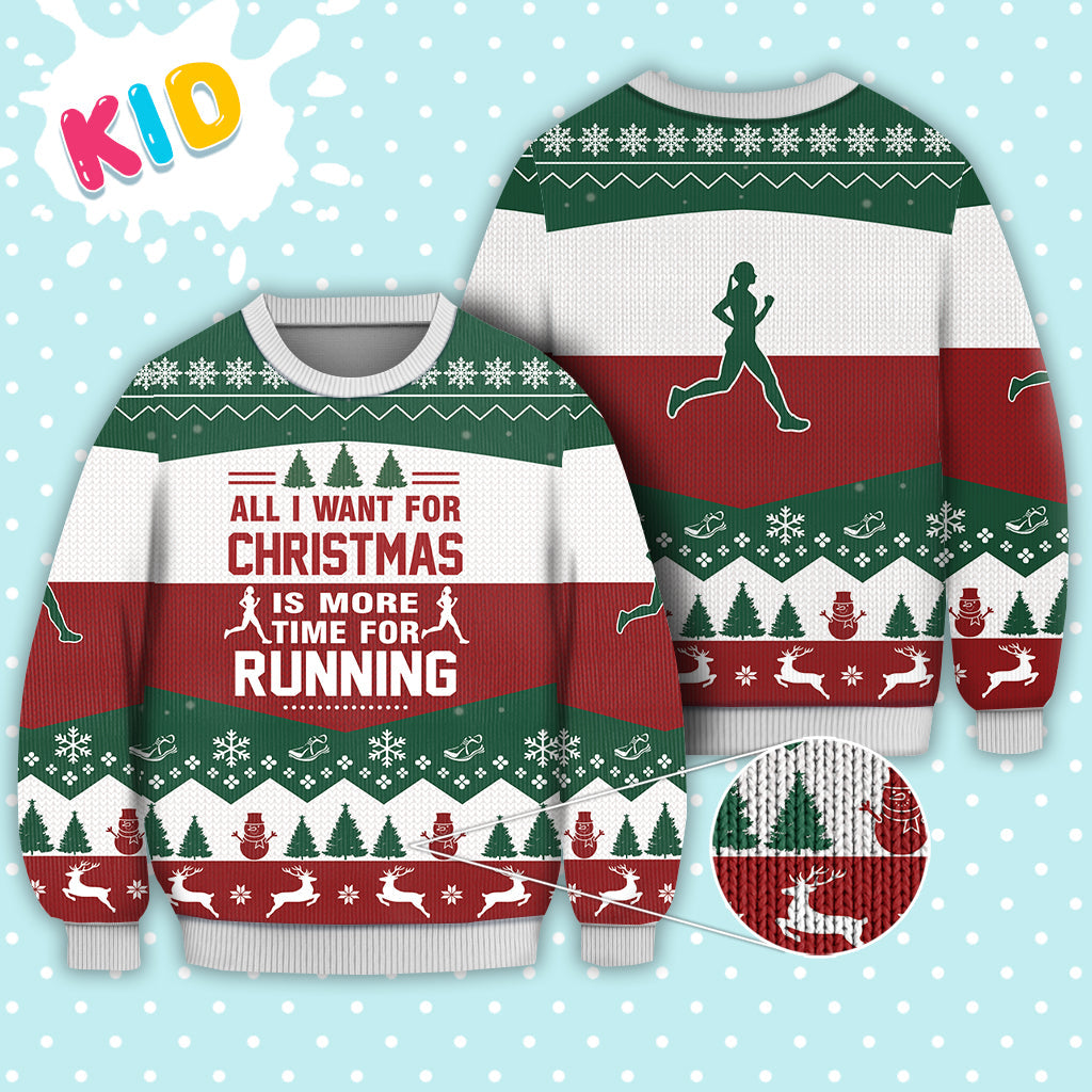 Running All I Want For Christmas Sweater Christmas Knitted Print Sweatshirt - Best Gift For Christmas, Noel - Christmas Signature - WeCustomit