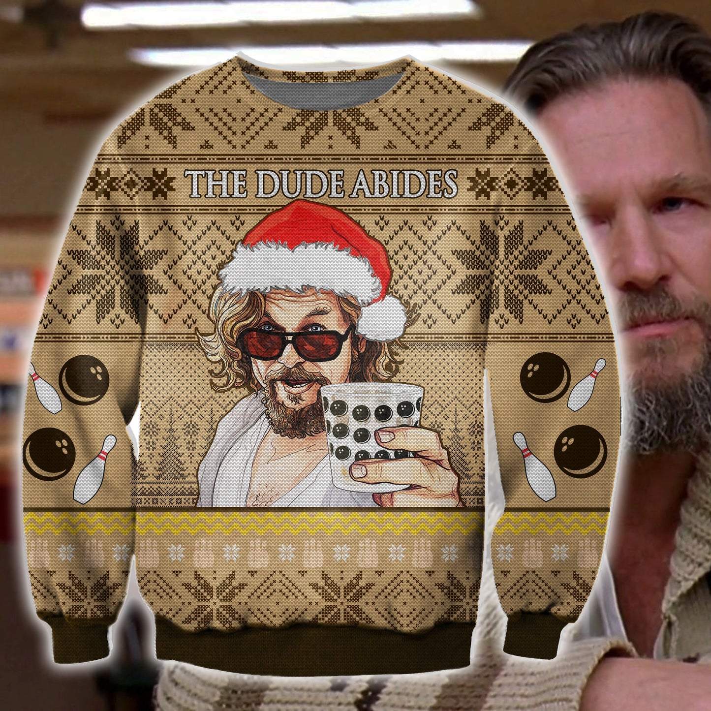 The Dude Abides Ugly Christmas Sweater- Christmas Gift The Big Lebowski Sweater CEE016 - WeCustomit