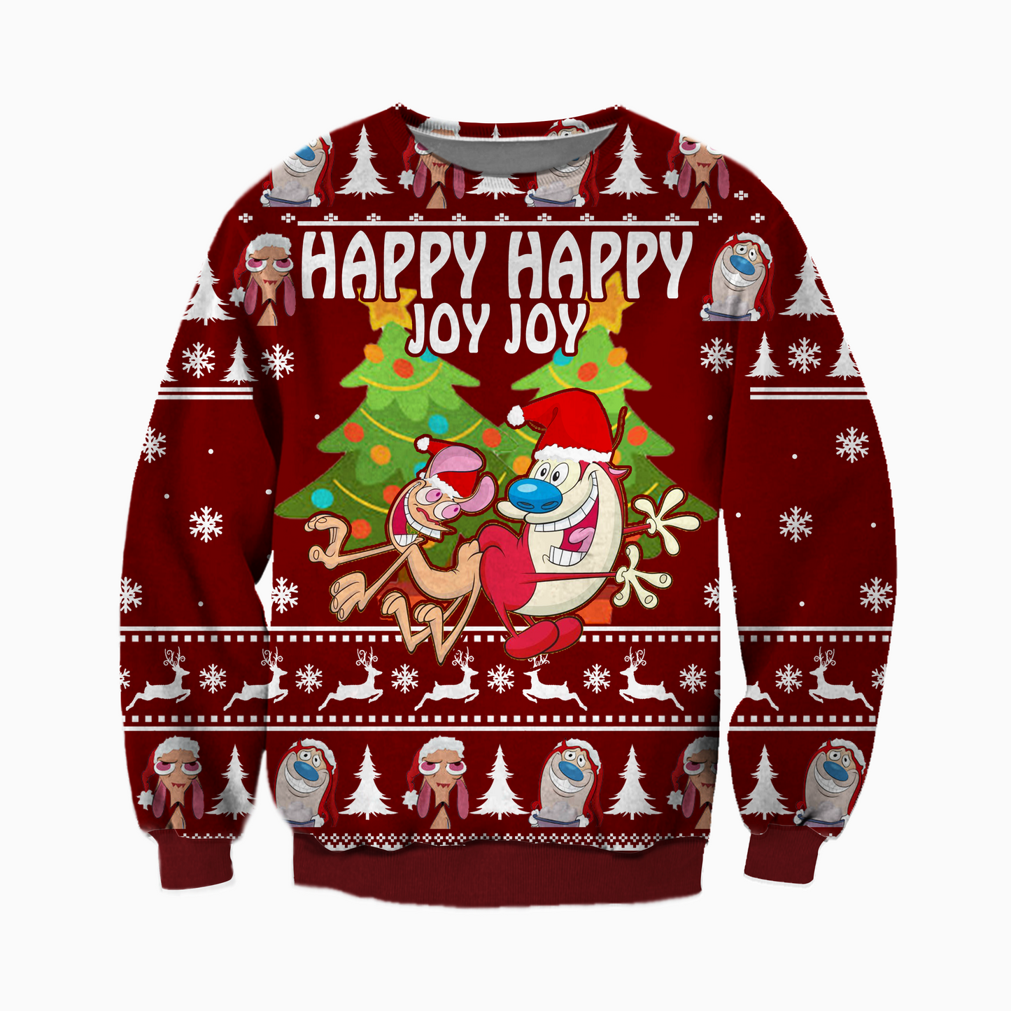 Happy Happy Joy Joy Ugly Christmas Sweater For Men & Women Christmas Gift Sweater CEE021 - WeCustomit
