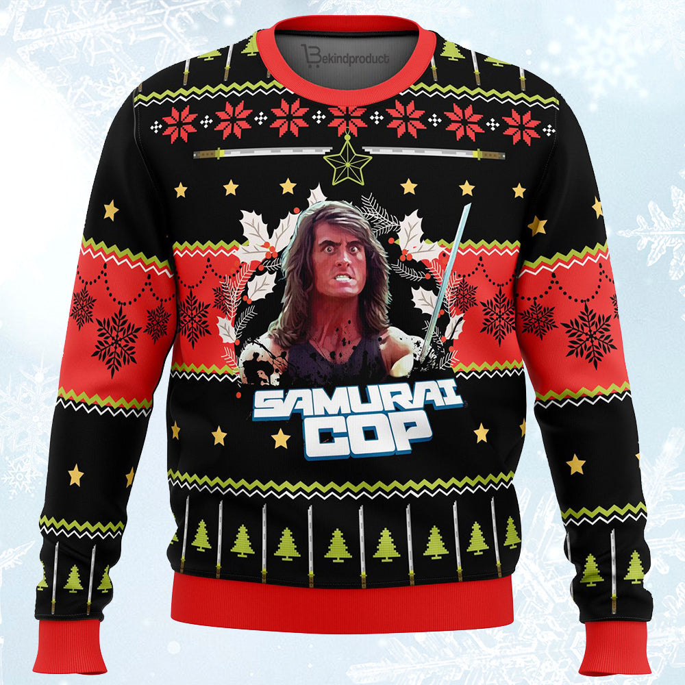 Samurai Cop Ugly Christmas Sweater For Men & Women Christmas Gift Sweater PT428 - WeCustomit