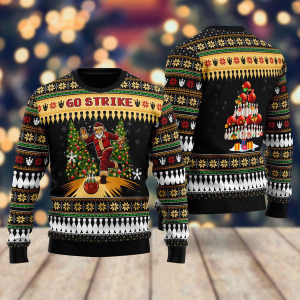 Santa Bowling Go Strike Ugly Christmas Sweater For Men & Women Christmas Gift Sweater US2337 - WeCustomit