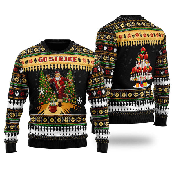Santa Bowling Go Strike Ugly Christmas Sweater For Men & Women Christmas Gift Sweater US2337 - WeCustomit