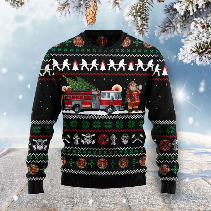 Santa Claus Firefighter Christmas Sweater For Men & Women Christmas Gift Sweater US1250 - WeCustomit