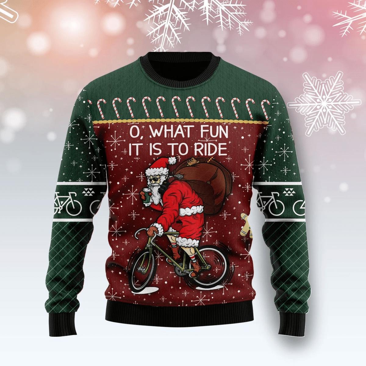 Santa Cycling Funny Christmas Sweater For Men & Women Christmas Gift Sweater US1249 - WeCustomit