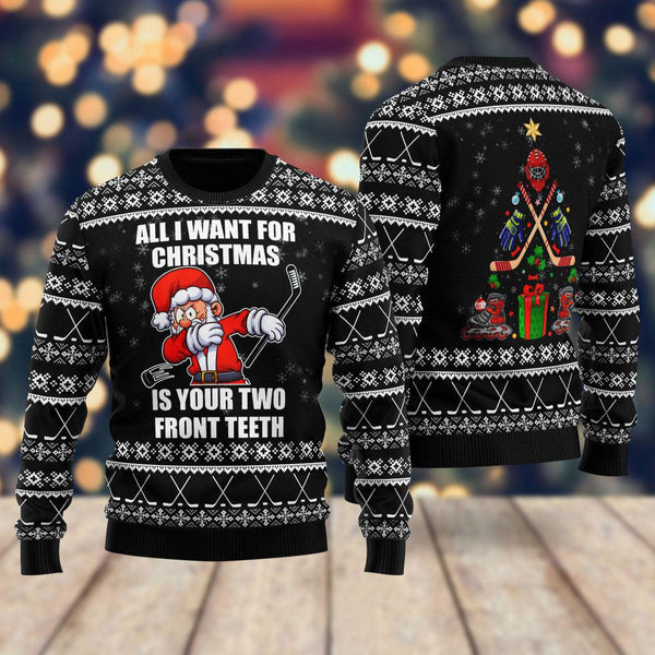 Santa Hockey Christmas Ugly Christmas Sweater For Men & Women Christmas Gift Sweater US1441 - WeCustomit