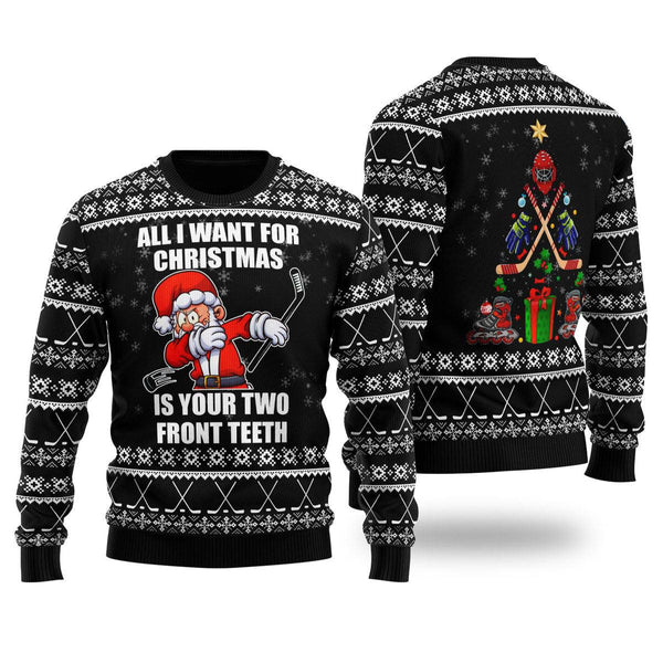 Santa Hockey Christmas Ugly Christmas Sweater For Men & Women Christmas Gift Sweater US1441 - WeCustomit