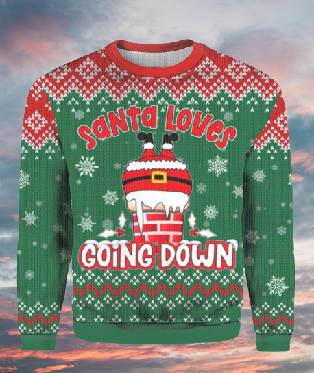 Santa Loves Going Down Funny Ugly Christmas Sweater For Men & Women Christmas Gift Sweater US1269 - WeCustomit