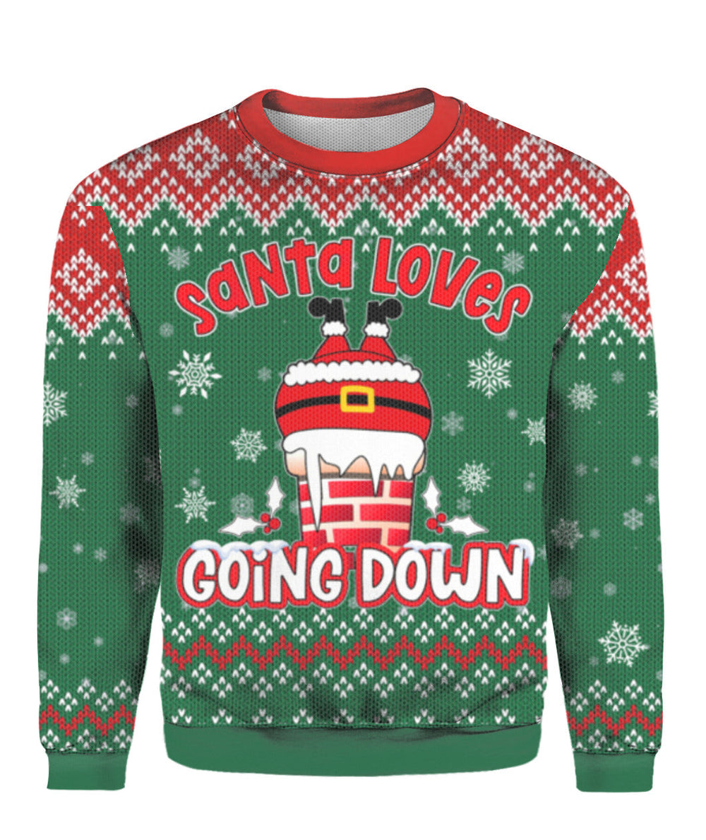 Santa Loves Going Down Funny Ugly Christmas Sweater For Men & Women Christmas Gift Sweater US1269 - WeCustomit