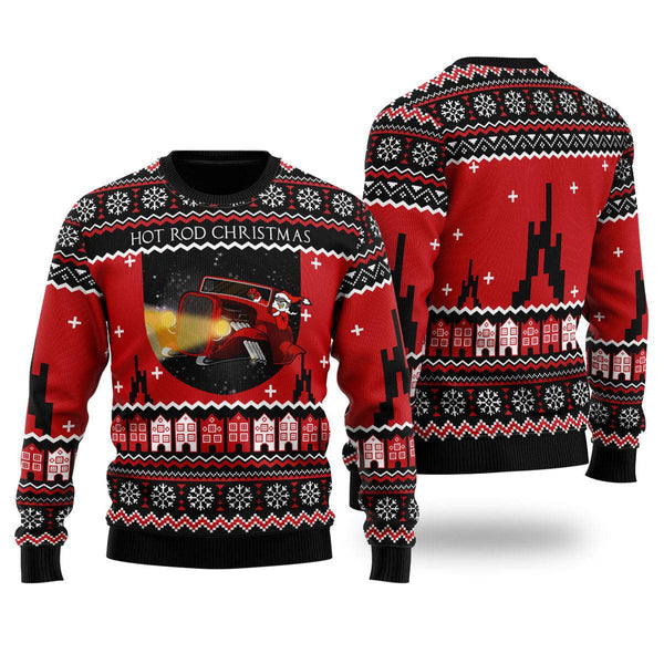 Santa Riding Hot Rod Sasquatch Ugly Christmas Sweater For Men & Women Christmas Gift Sweater US2044 - WeCustomit