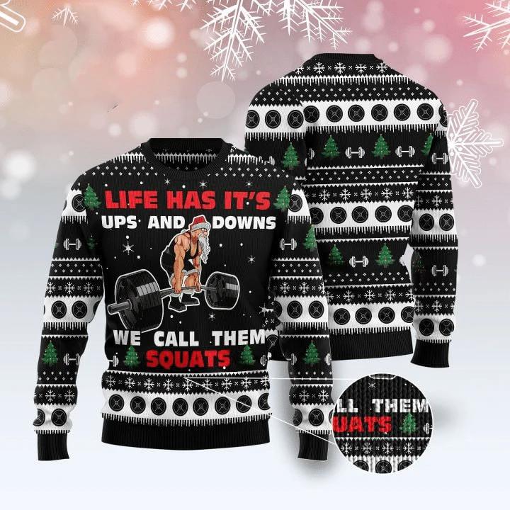 Santa Squats Ugly Christmas Sweater For Men & Women Christmas Gift Sweater US1263 - WeCustomit