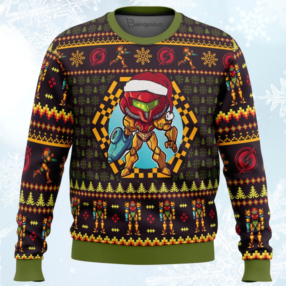 Santa Samus Aran Metroid Ugly Christmas Sweater For Men & Women Christmas Gift Sweater BH136 - WeCustomit