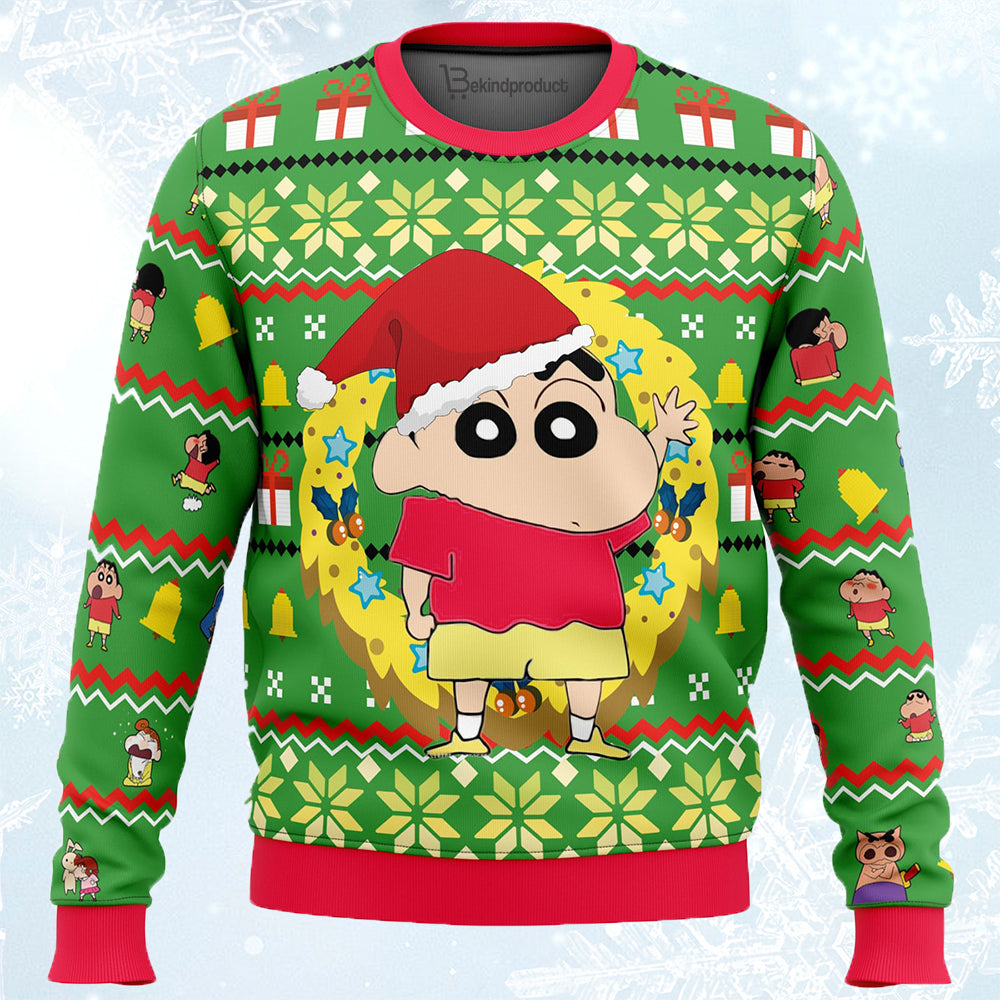 Santa Shinnosuke Crayon Shin-chan Ugly Christmas Sweater For Men & Women Christmas Gift Sweater BH494 - WeCustomit