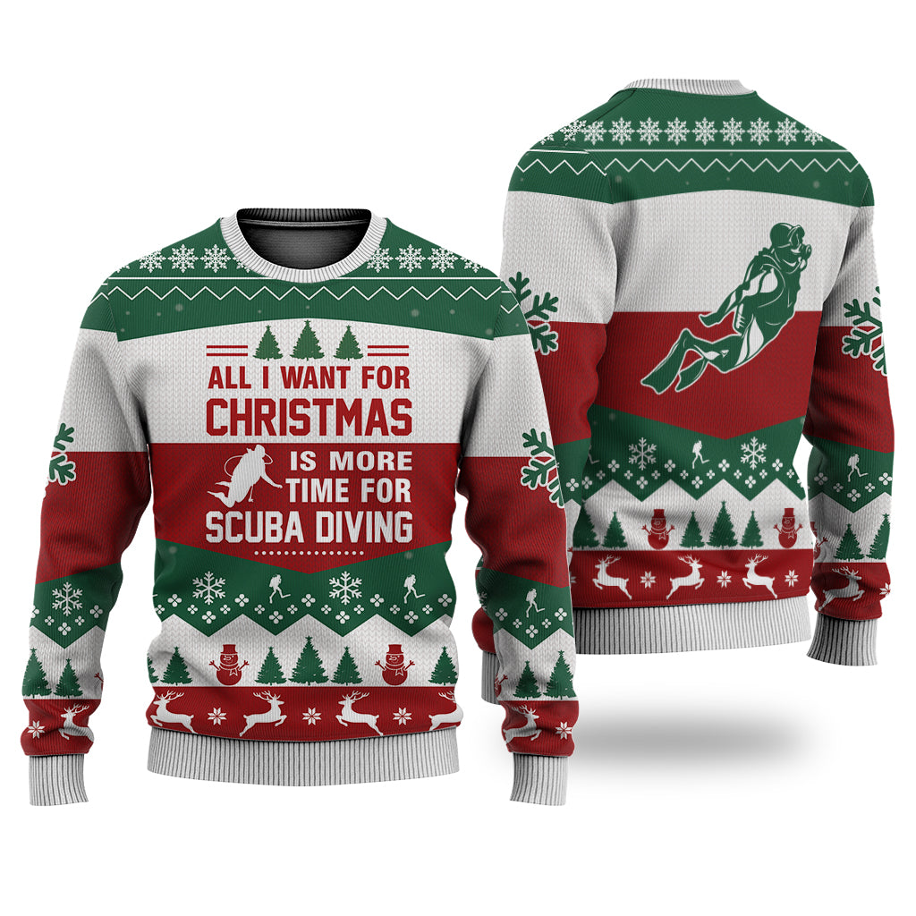 Scuba Diving All I Want For Christmas Sweater Christmas Knitted Print Sweatshirt - Best Gift For Christmas, Noel - Christmas Signature - WeCustomit