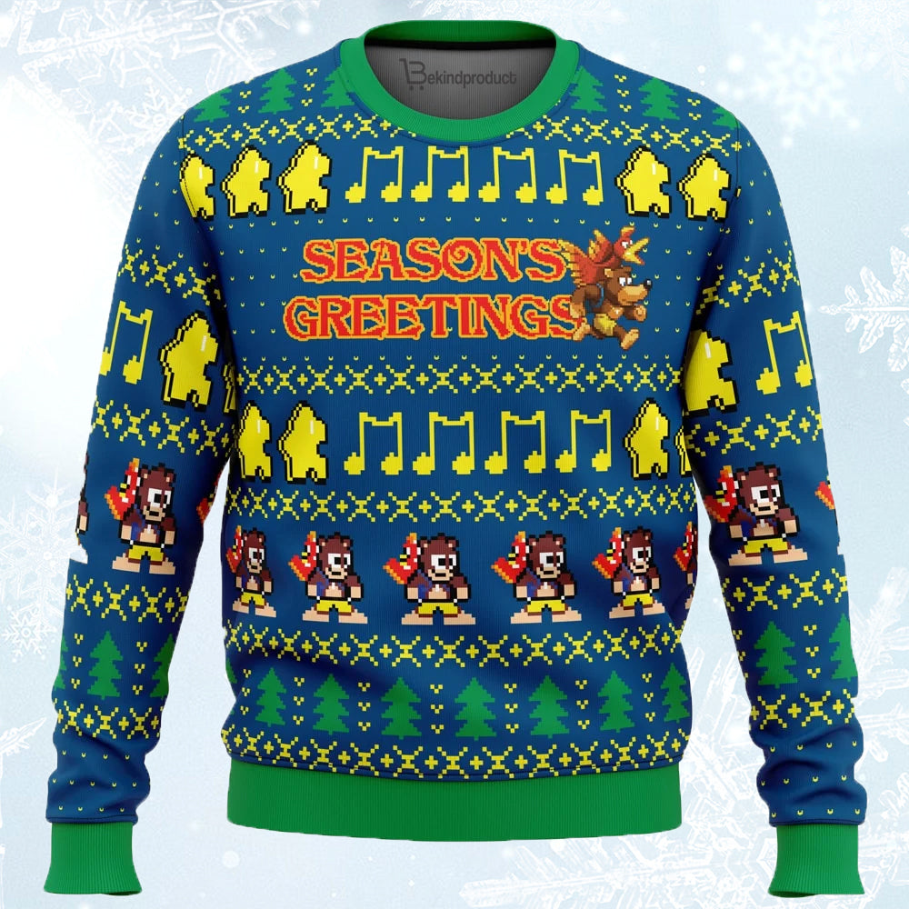 Season’s Greetings Banjo Kazooie Ugly Christmas Sweater For Men & Women Christmas Gift Sweater PT704 - WeCustomit