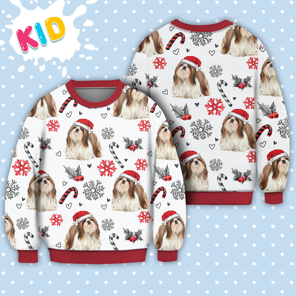 Shih Tzu Christmas Pattern Sweater Christmas Knitted Print Sweatshirt - Best Gift For Christmas, Noel - WeCustomit