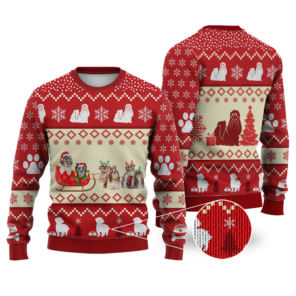 Shih Tzu Dog Reindeer Christmas Sweater Christmas Knitted Print Sweatshirt - Best Gift For Christmas, Noel - WeCustomit