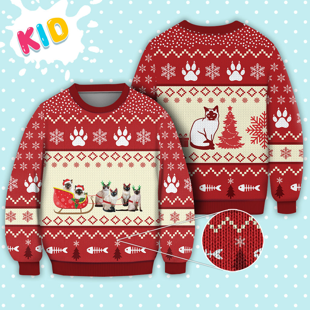 Siamese Cat Reindeer Christmas Sweater Christmas Knitted Print Sweatshirt - Best Gift For Christmas, Noel - WeCustomit