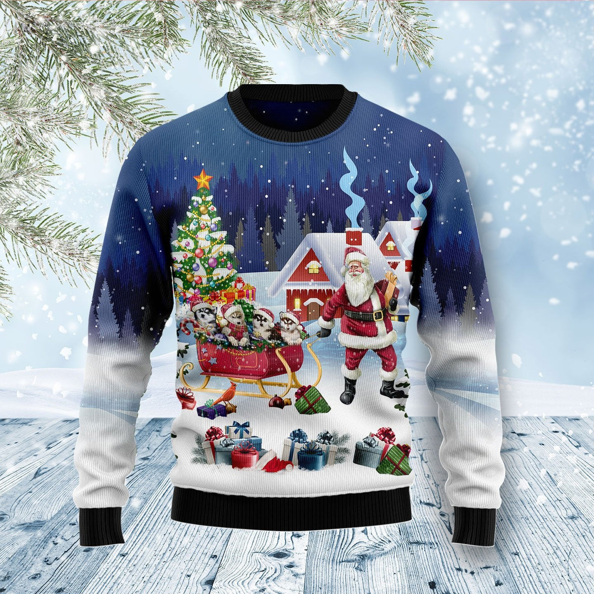 Dog Santa Sled Ugly Christmas Sweater For Men & Women Christmas Gift Sweater US1275 - WeCustomit