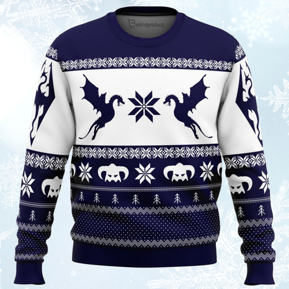 Skyrim Dragon Ugly Christmas Sweater For Men & Women Christmas Gift Sweater BH134 - WeCustomit